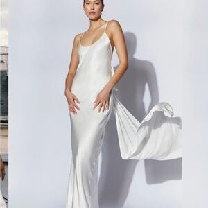 Meshki Kailey White Satin low back / Backless Dress